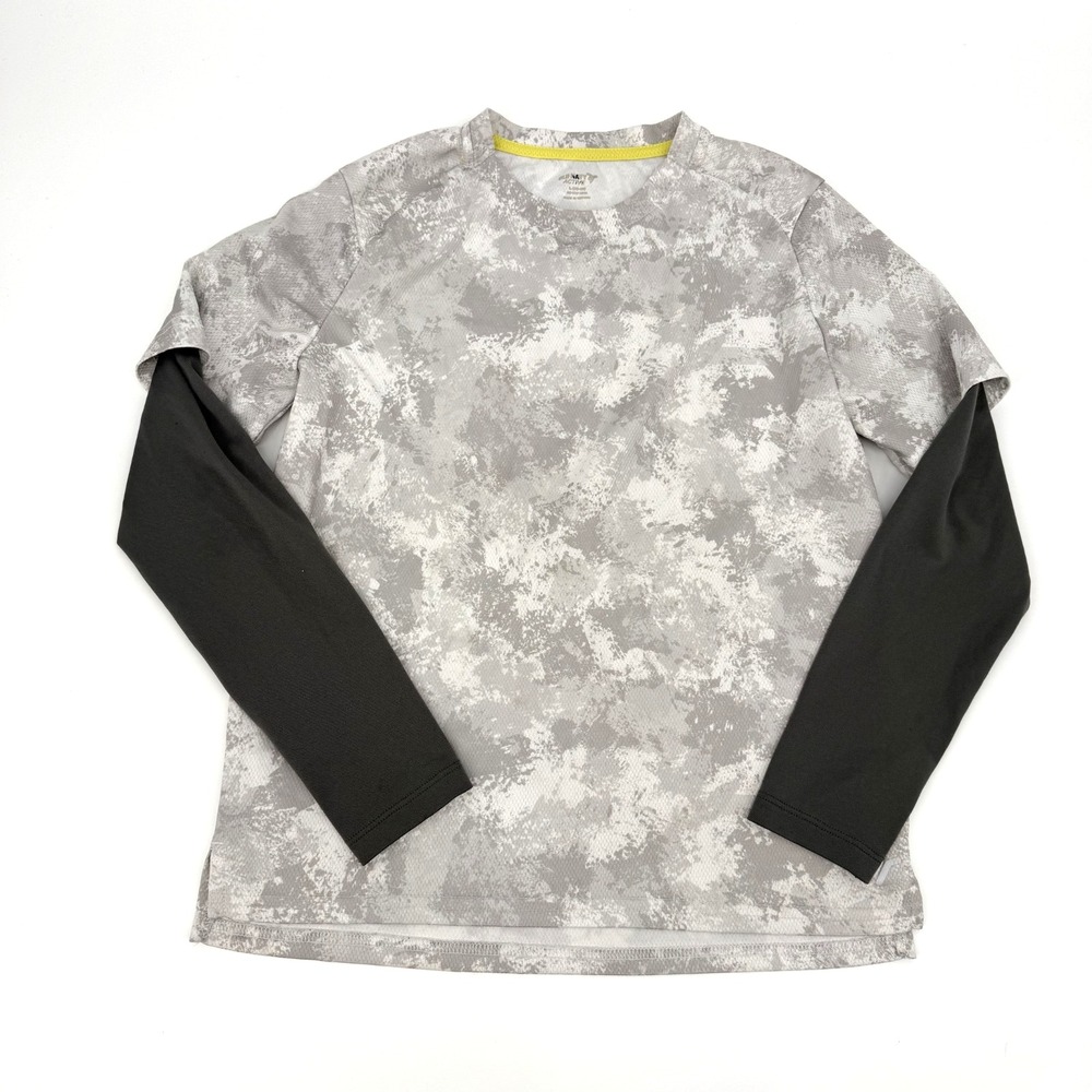 Kids Camouflage Active Wear Layered Style Long Sleeve Shirt w/ Thumb Holes Large